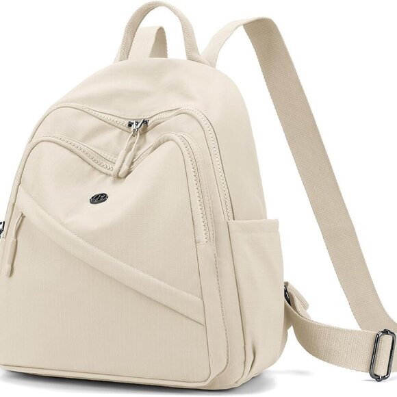 Mini Backpack Purse for Women Nylon Small Casual Daypack Travel Work Cream